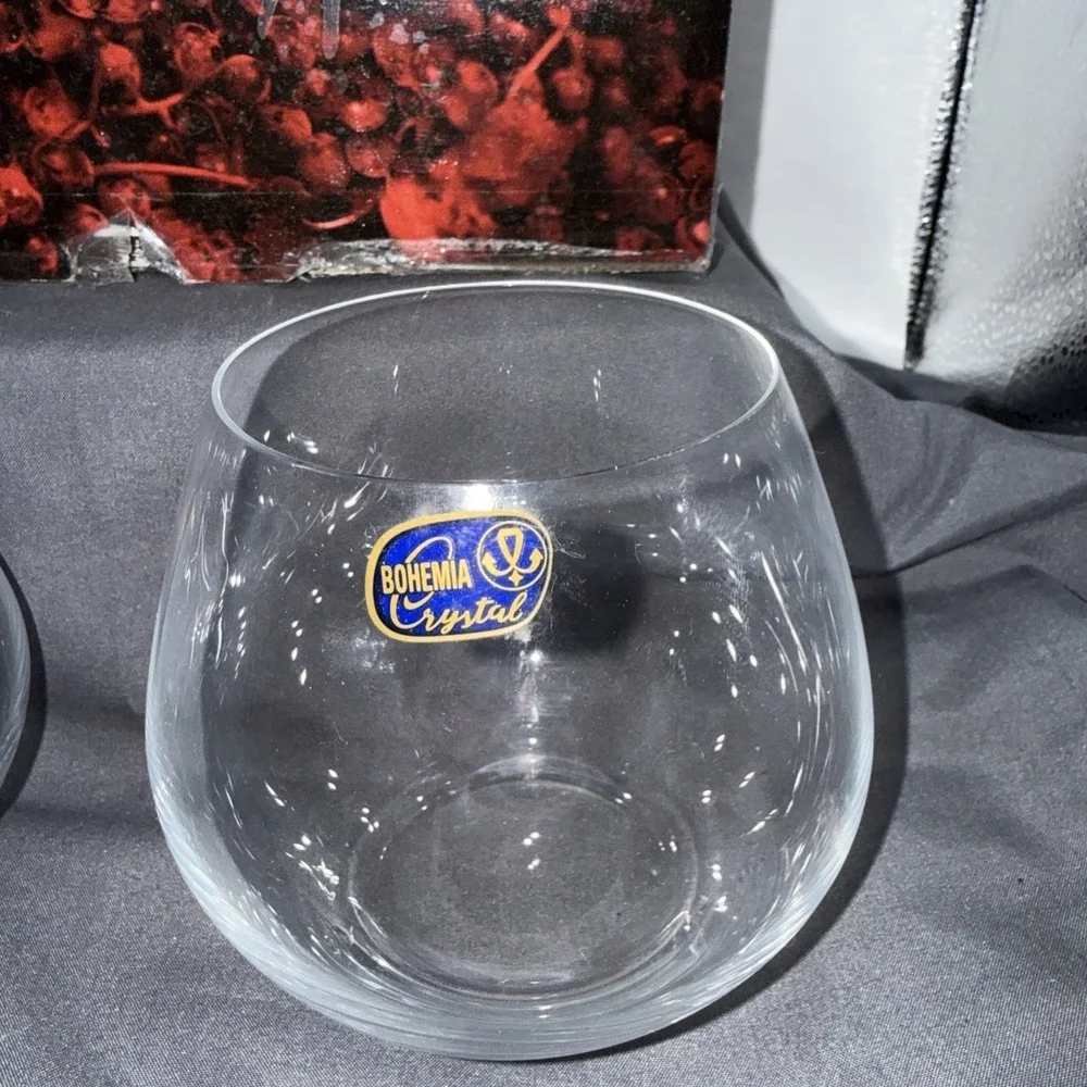 Bohemia Crystal Stemless Wine Brandy Glasses Set of 2 - Crystalex NIB